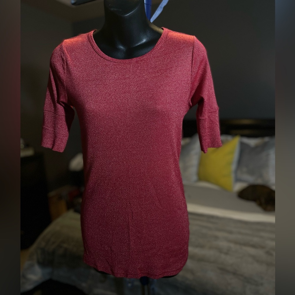 Michael Stars Red Shimmery Shortsleeved Top